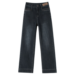 加绒复古蓝牛仔裤女2025年秋冬新款高腰经典百搭窄版直筒裤阔腿裤