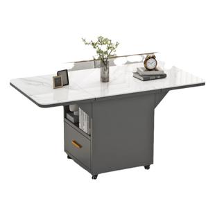 简约岩板可移动折叠茶几小户型适宜家用客厅多功能矮桌子吃饭桌子