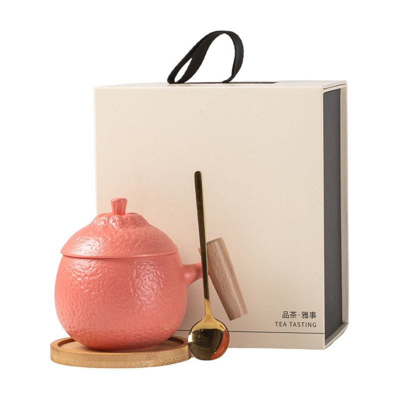 可爱陶瓷礼品带盖茶咖两用陶瓷杯