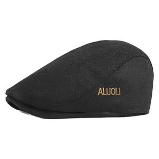 毛呢帽子男贝雷帽高端品牌鸭舌帽中老年秋冬季保暖前进帽户外休闲