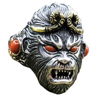 齐天大圣戒指男士戒指纯银潮男个性斗战胜佛戒指大圣归来紧箍咒