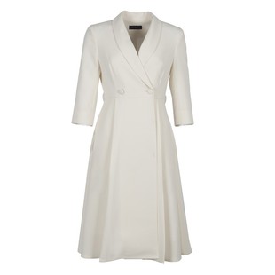 主持人礼服端庄大气西装裙米白色正式场合气质连衣裙演讲宴会服装