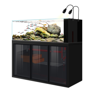 工业风溪流缸2026新款金晶超白玻璃生态免换水底滤造景客厅金鱼缸