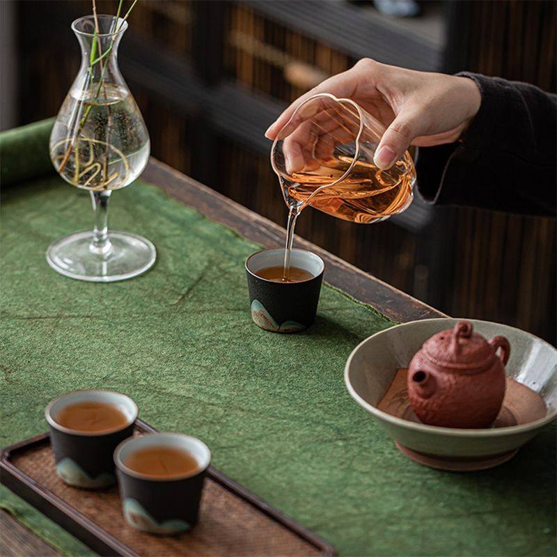 日式茶席干泡台桌布茶垫草木扎染棉麻功夫茶事桌旗茶艺茶具配件