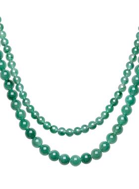 周六福非洲翠项链女玉石串珠子