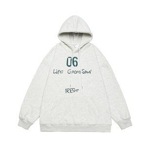 GOGOSOON 430g 重磅连帽加绒卫衣男秋冬季青少年帅气印花设计宽松