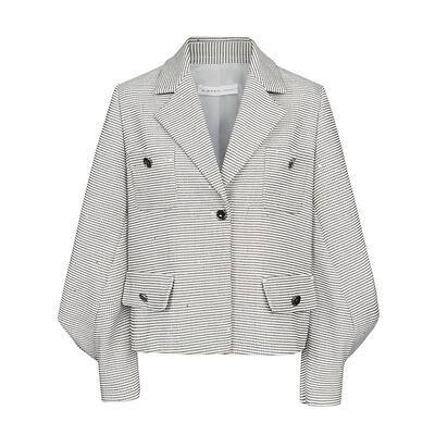 sdeer圣迪奥女装OL风西装领千鸟格短款外套S231Z2224