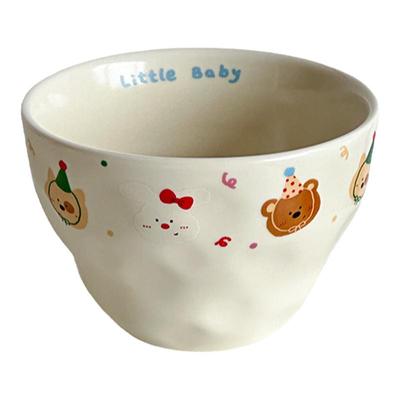 穆尼奶黄小动物吃米饭碗甜品碗早餐碗手捏家用陶瓷碗哑光可爱童趣