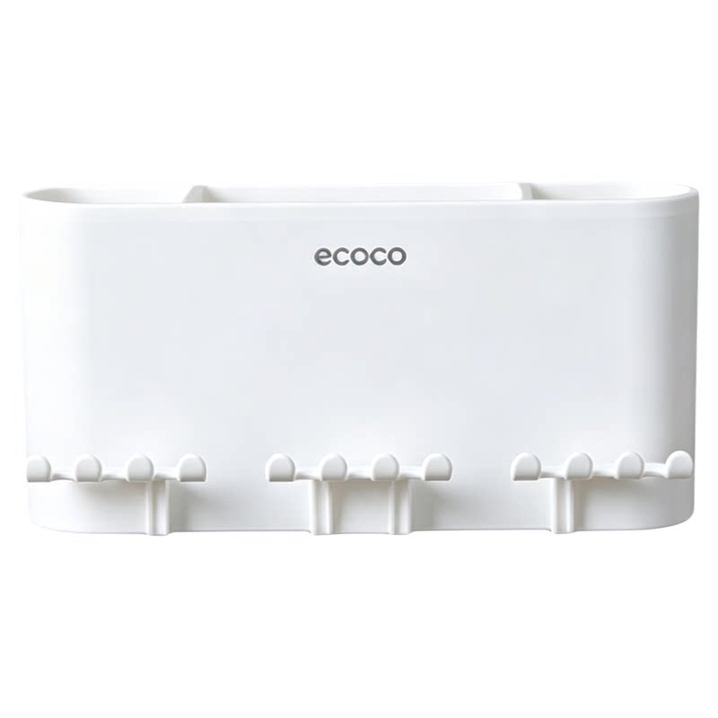 ecoco免打孔壁挂牙刷杯架双杯