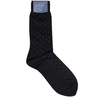 MEDALLION美勋 男士Pima棉商务西装中长筒袜子 棉质波点皮鞋袜子