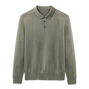 收留长袖polo衫男春季针织打底衫复古轻熟风男装日系翻领休闲t恤