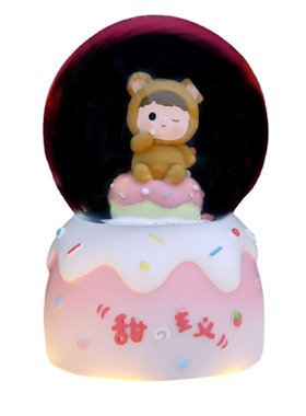 网红你好卡通小猫迷你水晶球发光