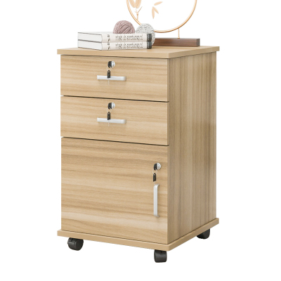 木质带锁办公室移动落地式储物柜