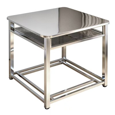 不锈钢加厚双层八仙餐桌