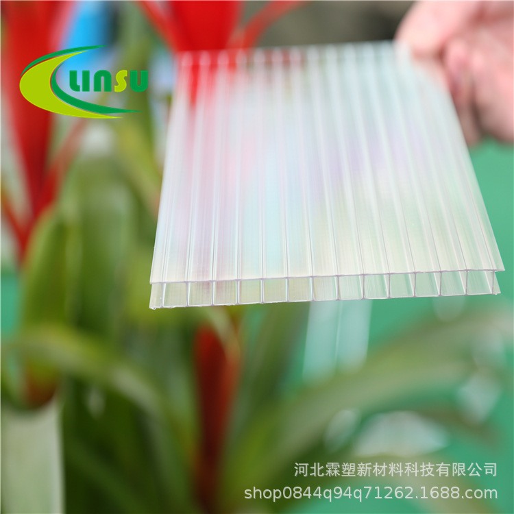 pc阳光板河北透明车棚大棚茶色10mm十年双层湖蓝阳光板板中空
