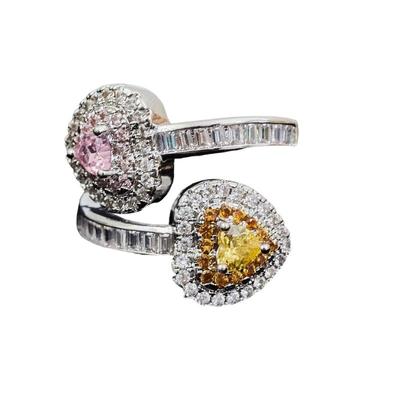 冷淡轻奢彩色锆石开口戒指