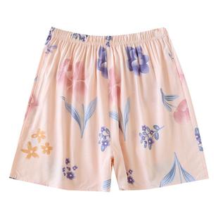 睡裤女夏人造棉绸短裤2024薄款宽松透气单裤沙滩裤大码三分家居裤