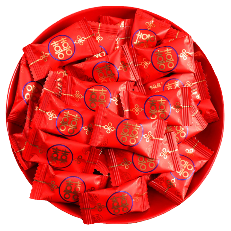 结婚喜糖散装喜字硬糖草莓牛奶味