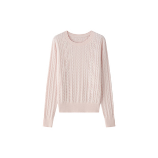 TEASEL「暖意柔冬」BABY级羊绒云柔感宽松圆领复古立体绞花毛衣