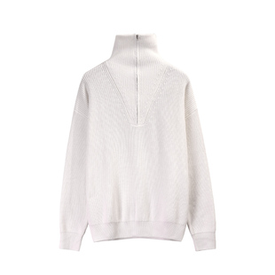 邓为同款米白色针织衫男女秋冬高领半拉链毛衣套头显瘦上衣外套潮