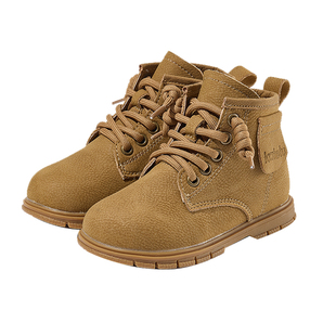 卡特兔棉鞋2023新款男童加绒皮鞋儿童高帮冬鞋幼儿园保暖户外鞋