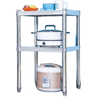 不锈钢正方形厨房置物架夹缝收纳架落地微波炉家用双层储物小架子