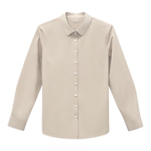 Degre Zero【免烫抗菌】长袖衬衫女方领高弹匹马棉高端衬衣浅燕麦