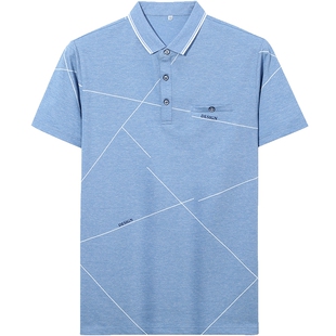 爸爸夏装t恤短袖中老年人丝光棉男装上衣中年男士Polo衫夏季新款