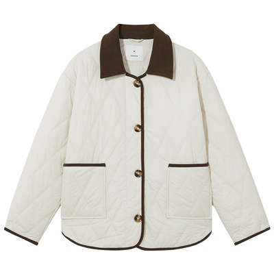 热风2025年冬季新款女撞色棉外套