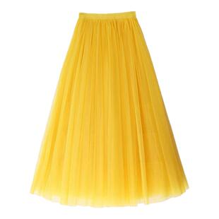 ins超火裙 半身裙网纱裙2026新款夏季中长款韩版高腰蓬蓬女a字裙