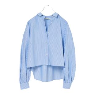 freaks store2024夏季女装新宽松廓形oversize前短后长长袖棉衬衫