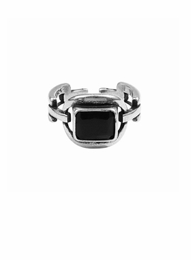 lihao做旧黑色戒指女潮流韩版