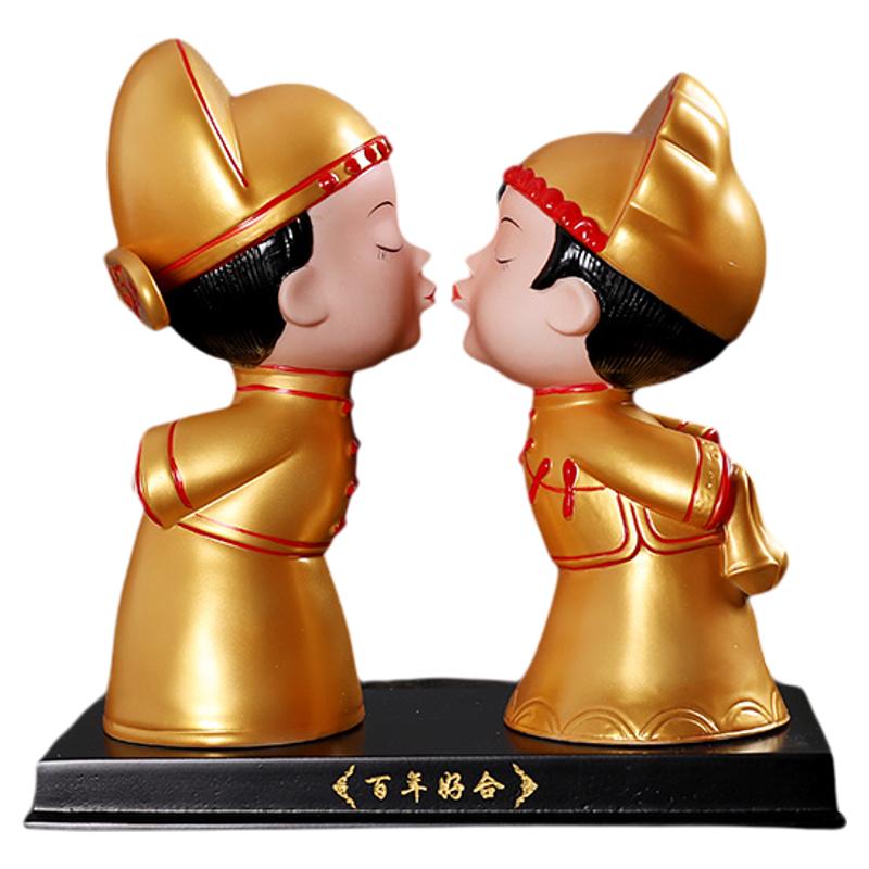 对童童子喜庆创意婚庆陶瓷娃娃一对结婚婚房摆件金童玉女公仔礼品