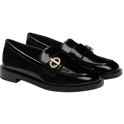 CHARLES&KEITH秋冬女鞋CK1-70900527金属扣饰英伦时尚乐福鞋女