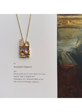 古典油画水晶宝石毛衣链