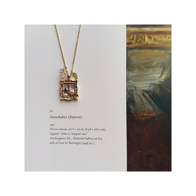 古典油画水晶宝石毛衣链