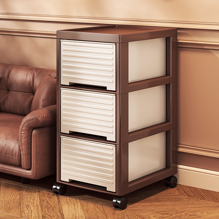 抽屉式收纳柜家用客厅零食置物架落地多层桌下储物柜卧室床头柜子