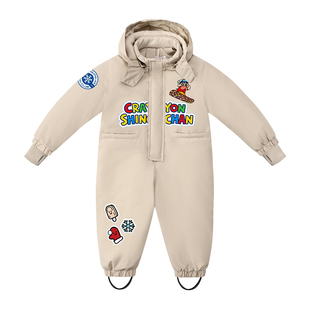 2025新款可爱蜡笔小新印花连体套装滑雪服儿童宝宝保暖滑雪衣