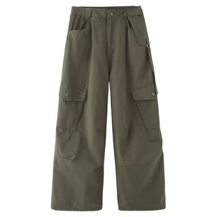 BM工装裤女美式复古高腰显瘦直筒阔腿裤休闲长裤子宽松bf慵懒风潮