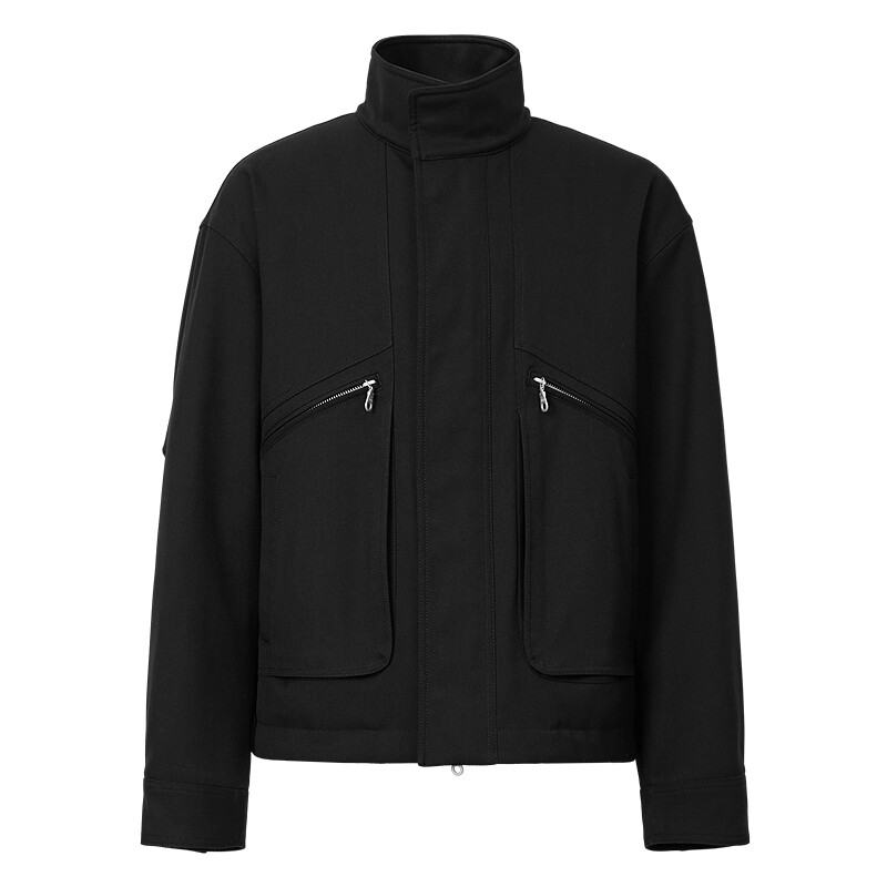 VMH冬男装黑色廓形工装夹克棉服