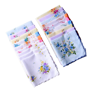 彦素行纯棉女式手帕印花手巾时尚清爽风老式小月牙碎花清新出行