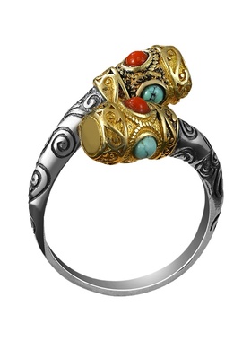 男女款925银祥云金箍棒戒指