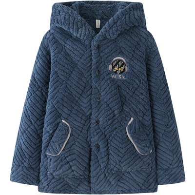 冬季珊瑚绒夹棉上衣睡衣