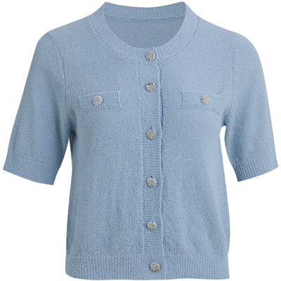 LANDI圆领短款醋纤针织衫