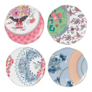 日本直邮WEDGWOOD威基伍德 花间舞蝶 彩蝶恋花20公分盘子四件组