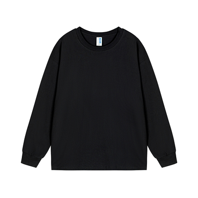 300g重磅深灰色纯棉圆领长袖t恤