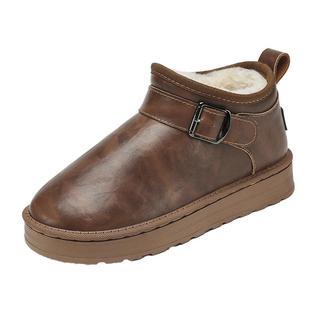 雪地靴男冬季加绒加厚保暖棉鞋男士户外皮毛一体防水防滑抗寒棉靴