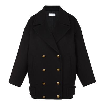 [朗姿奥莱]朗姿羊毛复古高级感军旅风双排扣毛呢外套冬季气质上衣