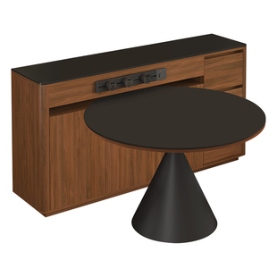 中古风圆桌岛台餐桌一体餐边柜小户型岩板吧台可分离导台饭桌G428