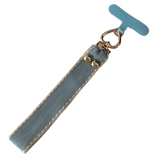 蓝牛仔布艺手机挂绳加宽挂手腕带子防丢绳结实百搭腕带手绳短款u盘包包耳机钥匙扣挂件耐用吊绳女卡垫夹片壳